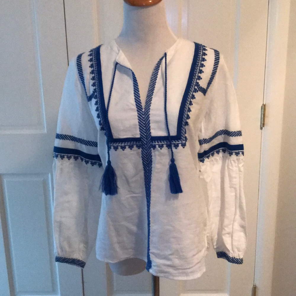 J.Crew White Linen Top